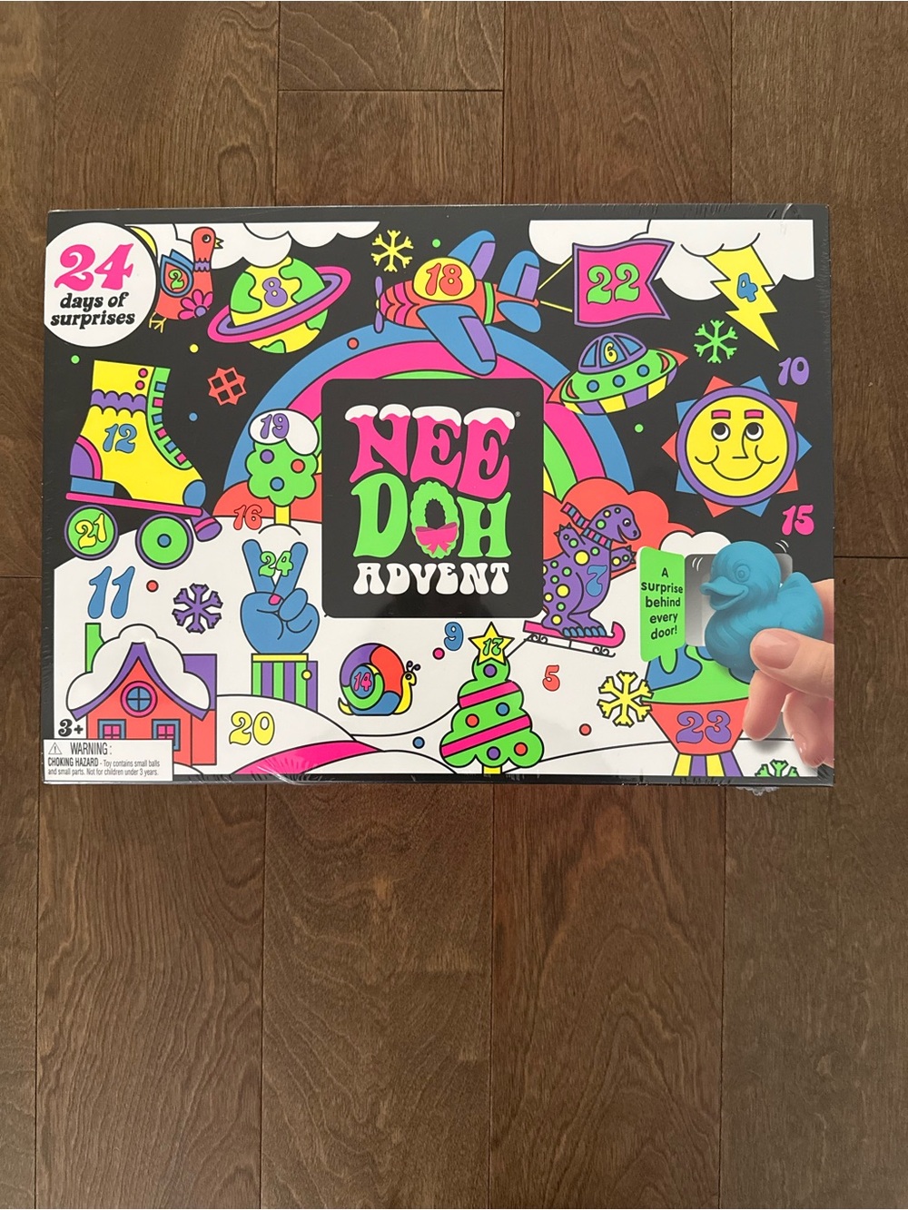 Nee Doh Advent Calendar - Neon Multi-Color Kids Trading Cards Toy